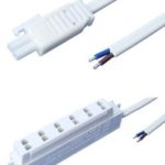 Cabinet lighting connector male and female with splitter box