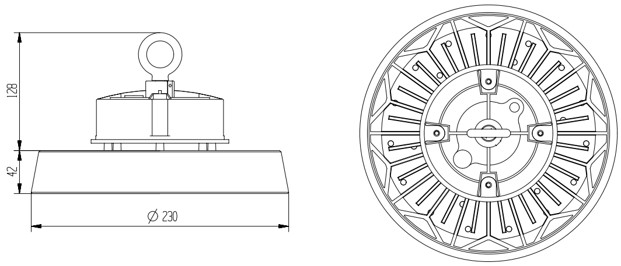 150W UFO LED High Bay light UA9 Series 190Lm/W Philips LEDs and Meanwell  drivers IK10/IP65 for Warehouses and Supermarkets - Haichang Optotech