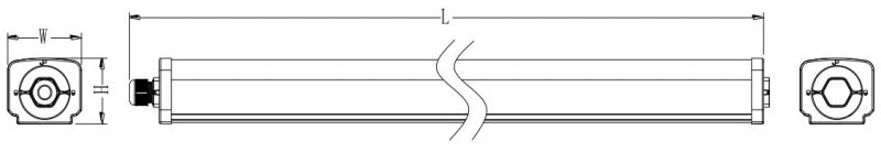 Linkable LED Tri-proof Light IP66 dimension