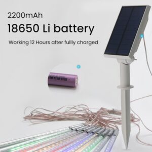 Solar Meteor lights LED Shower lights li battery