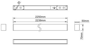 led linear light 5070 100W 2.3M 8FT dimension