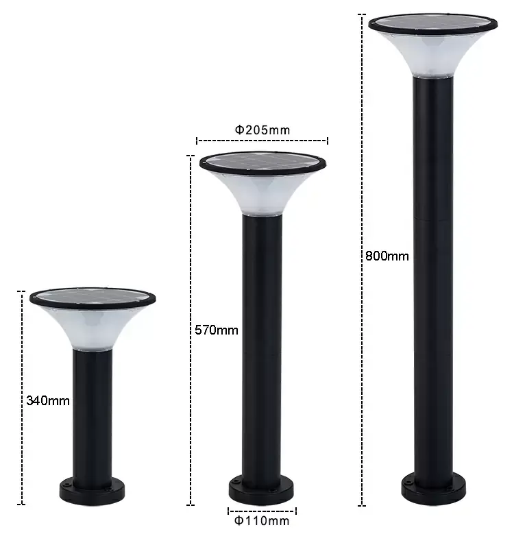Solar LED Lawn lamps round SLL-2 pillar size Solar LED Lawn lamps round SLL-2 pillar size