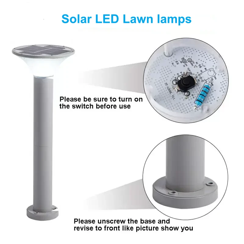 Solar LED Lawn lamps round turn on switch before use Solar LED Lawn lamps round turn on switch before use