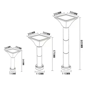 Solar LED Lawn lamps square pillar size SLL-1